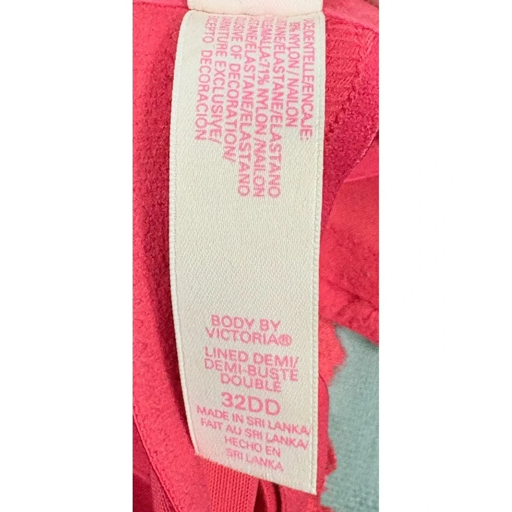 Victoria's‎ Secret Bra Body By Victoria Lined Demi 32DD Laced Bra Bright Pink